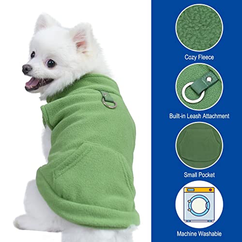 Expawlorer Polar Fleece Vest Dog Clothes - Fall Dog Sweater Pet Clothing, Warm Soft Pullover Sleeveless Dog Jacket With Small Pocket, Cold Winter Coat For Small Medium Large Dogs (Green, S) #TOP1