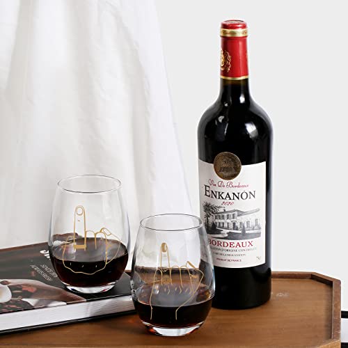 Jogskeor Ring Finger Wine Glasses Set, Engagement Gifts Wedding Gifts Couples Gift, Bridal Shower Gifts For Bride And Groom, Couples, Mr Mrs, Newlyweds, 15Oz #TOP3