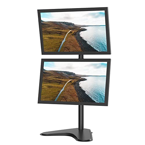 METIYA モニタースタンド 上下2画面 アーム抜き 置き型 デュアルディスプレイ スタンド 80cm 自立式 13-32インチ対応 高さ調節 上下左右に角度調整可能 VESA 75x75 100x100 耐荷重8KG（1台）ブラック