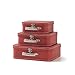 SLPR Cardboard Suitcase Boxes with Handle (Set of 3, Distressed Red) | Paperboard Boxes with Lids for Wedding Decoration Birthday Parties