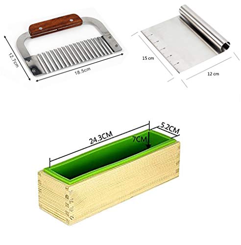 Handmade Soap Making Set-4 Adjustable Wooden Loaf Cutter Box 2 Pieces Stainless Steel Blades And Rectangle Silicone Mold #TOP1