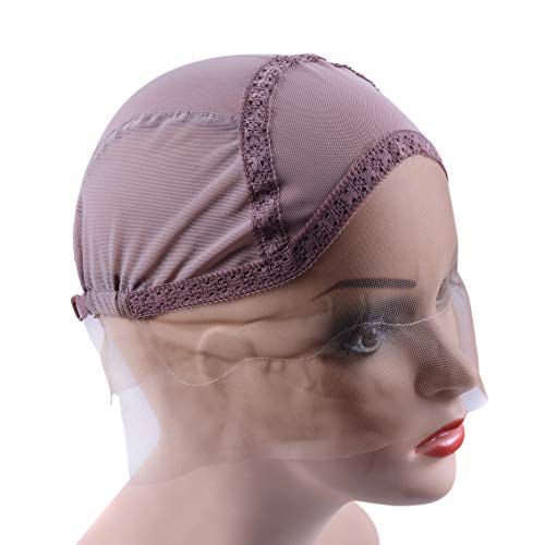 Lace Front Wig Cap For Making Wigs With Adjustable Strap Glueless Weaving Cap Wig Caps Swiss Lace Hairnet (Brown M 22Inch) #TOP4