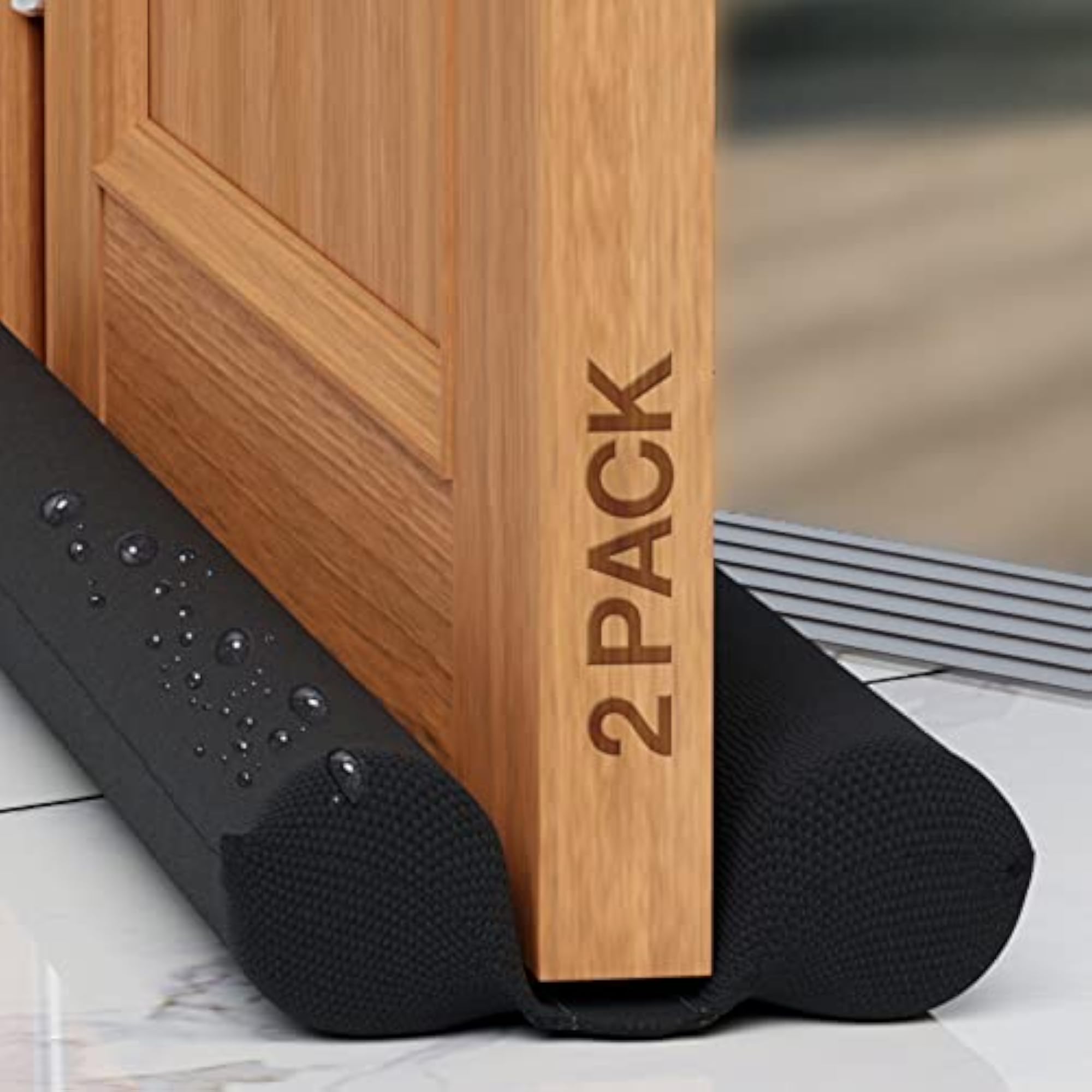 36 inch Twin Door Draft Stopper, 2 Pack, Black