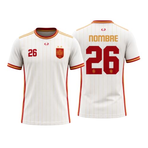 KALLPA Equipación Deportiva de fútbol Personalizada. Equipación Mundial España 2026. Niños y Adultos. Personaliza con Nombre, Escudo, número y Sponsor. (Mundial Modelo 1, Solo Camiseta)
