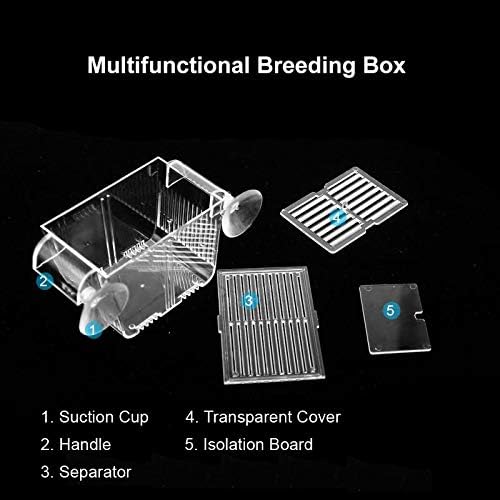 Lefunpets Aquarium Fish Breeding Box for Baby Fish Hatchery, Double Guppies Hatching Incubator Isolation Box (M 8.3x3.7x3.9 inch)