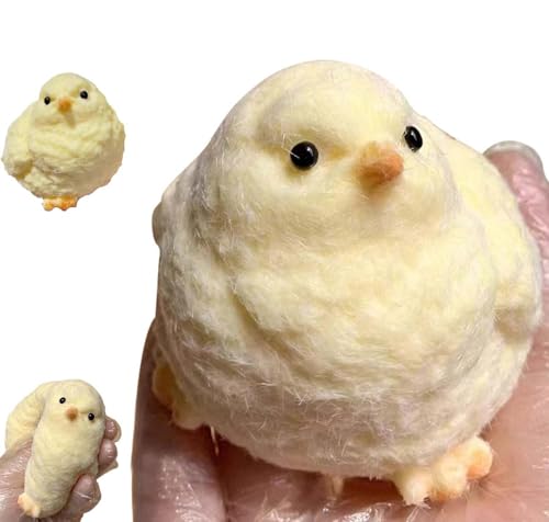 CYICTOY Animal Chick Squeeze Toy, Handmade Taba Squishy Chick, Yellow, Compact, All Ages, Non-toxic, 2"W x 2.5"L x 2.5"H