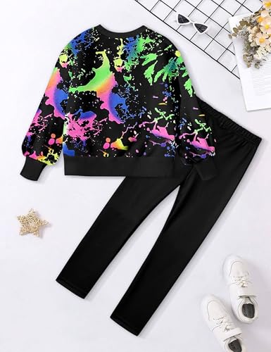 Image of Girls Clothes, Girls Outfits Tie Dye Sweatshirt Tops and Leggings Sweatpants 2 Piece Fall Winter Clothes Set 6-16T