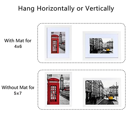 Pealsn 5X7 Picture Frame Set Of 6, Display Pictures 4X6 With Mat Or 5X7 Without Mat For Wall Mounting Or Table Top Display, Photo Frames Collage For Wall Decor, White Woodgrain. #TOP3