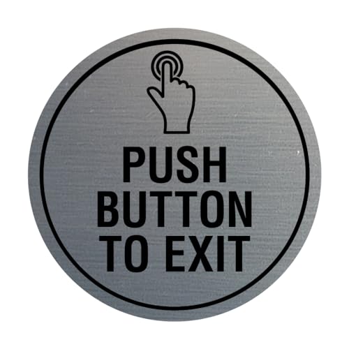 Panneau rond de signalisation bouton poussoir pour sortie en argent brossé