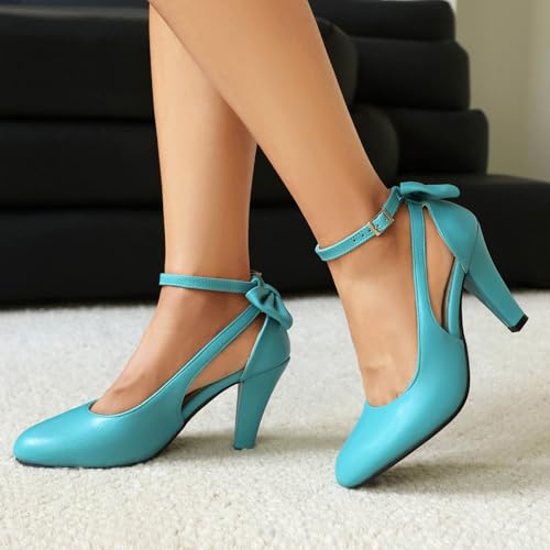 Women's Mary Jane Bow Pump Heel Retro 1920s Vintage Round Closed Toe 1950s Dress Shoes4