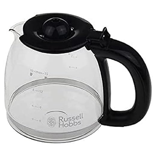 Russell Hobbs Jarra de Cristal para La Cafetera de Goteo Adventure 24010-56 / Colours+ Digital 24031-56, 24033-56, 24034-56 / Victory 24030-56 - Jarra Cristal de Recambio - 700214