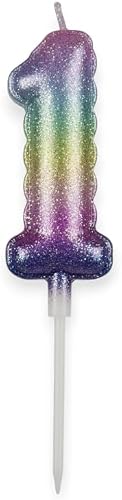 Candle Birthday Balloon – Rainbow 5cm Number 1 | Pack of 2 Mini Party Balloons for Cake Decorations, Birthdays & Celebrations