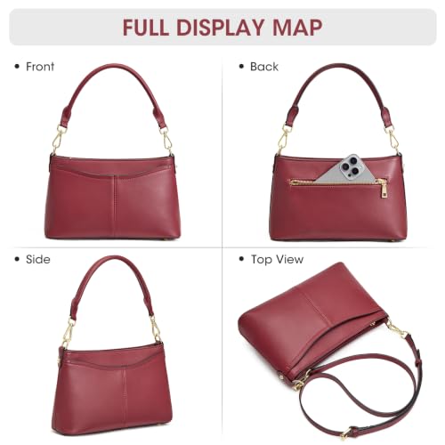 Image of Kattee Genuine Leather Crossbody Bags for Women Small Shoulder Purse Handbags with 2 Detachable Straps 6 Card Slots