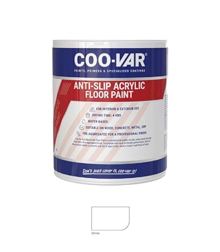 Coovar White Anti Slip Acrylic Floor Paint - 5 Litre