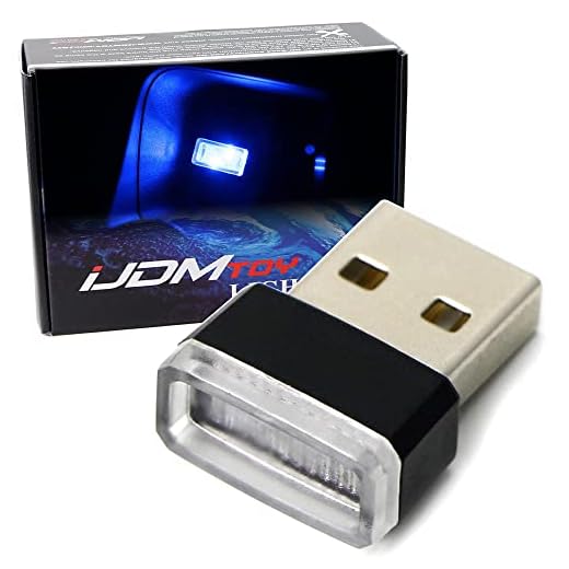 iJDMTOY Ultra Blue USB Plug-in Miniature LED Car Interior Ambient Accent Lighting Kit