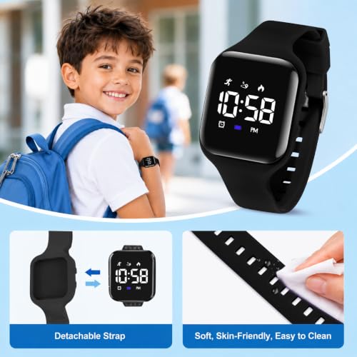 Image of Kids Watches for Girls Boys Digital Sport Watch with Step Counter Pedometer Vibration Alarm Clock, No App Waterproof Fitness Tracker Kids Watch Boys Girls Teens Students Ages 5-16