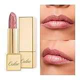 【Acabado metálico】 Formulado con pigmentos nacarados especiales y brillos, esta barra de labios aterciopelada e impresionante se funde en los labios y da un brillo metálico multidimensional.