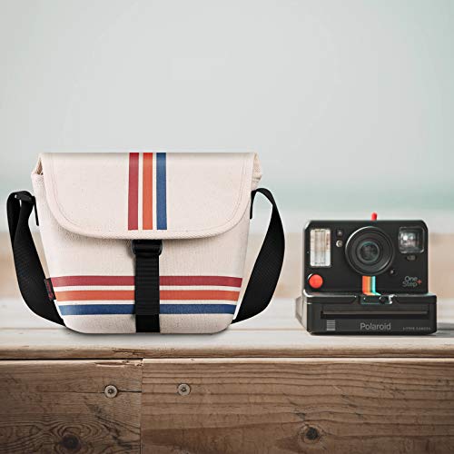 Fintie Tasche für Polaroid Now/Now+ I-Type Sofortbildkamera, Polaroid Originals OneStep+/Onestep 2 VF Segeltuch Schutzhülle Kameratasche Hülle mit Verstellbar Riemen und Innentasche, Streifen