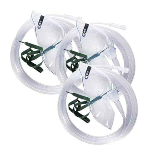 3 x Oxygen Masks Medium Concentration Adult with 7' Tube Tubing