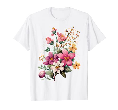 Cascade of Colors Floral Design T-Shirt