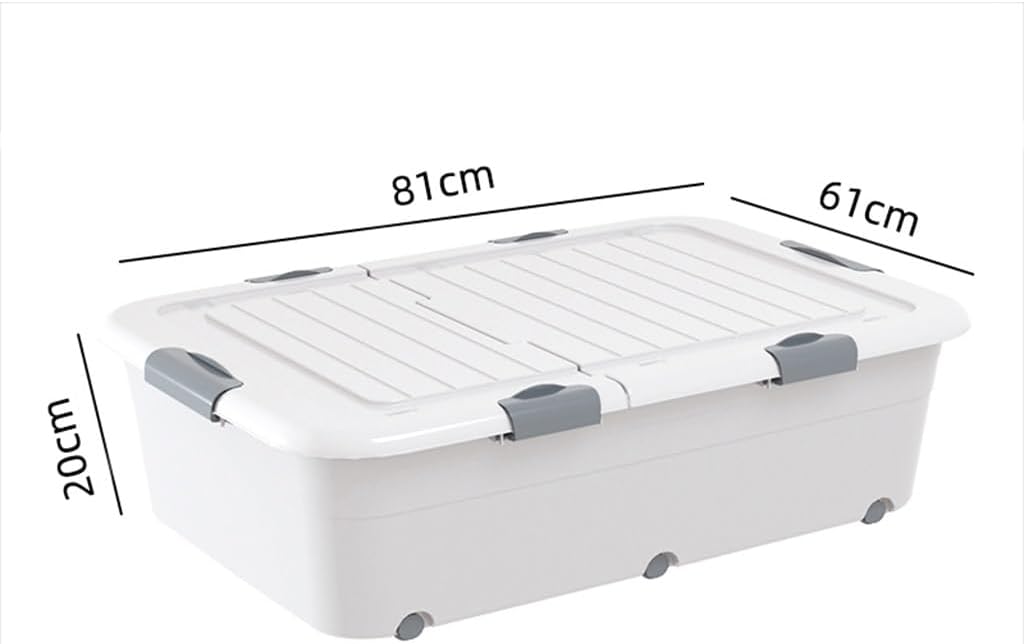 Under Bed Storage Box with Wheels, Stackable Gray Plastic Bin with Lid for Closet Organization, Space-Saving Storage Solution, Ideal for Home & Dorm Use