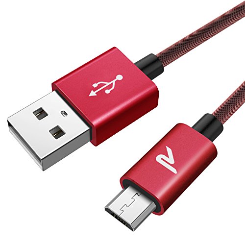 USB Cord 6ft [Red] RAMPOW Heavy Duty Braided Micro USB Cable/Samsung USB Cable - Sync and Charge Compatible with Android Devices, Galaxy S7/S6, Sony, Motorola and More