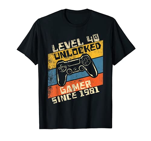 Videojuegos 40 cumpleaños nivel 40 desbloqueado 1981 Camiseta