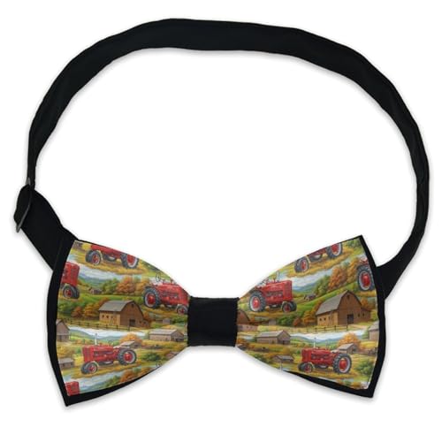 WUXEKZO Boys Super Tractor Country Shed Farm Barn Pre-Tied Bow Tie for Party, Business, Prom, Fashion Butterfly Bow Ties