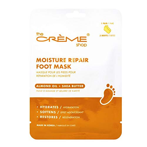 The CrÃ¨me Shop Foot Repair Mask, Moisturizing Foot Mask with Almond Oil and Shea Butter, Korean Foot Mask for Dry, Cracked Feet, Foot Hydrating Mask and Cracked Heel Treatment