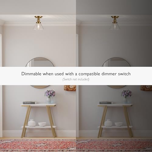 Image of Design House Augustin Ceiling Light, 1-Light, Semi-Flush, Seeded Glass Glow, Dimmable, E26 Socket, Durable Metal Frame, Satin Gold, 7.9 in L x x 7.9 in W x 9.1 in H, 589069-SG