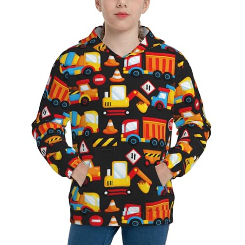 Construction Truck Kid Hoodies Boys Sweatshirts Girls Pullover with Pocket