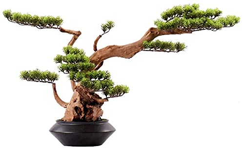 CAFIEDR Artificial Bonsai Pine Tree Black Ceramic Flowerpot Fake Tree Silicone Conifer Office Living Room Decoration.