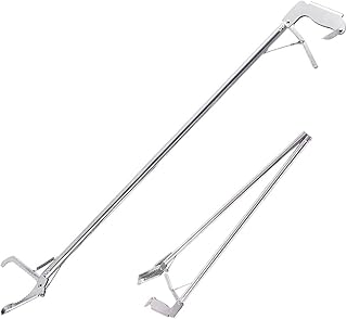 Stainless Steel Garbage Clip, Heavy Duty Anti Snake Tongs Reptile EEL Grabber Catcher Wide Jaw Handling Pliers