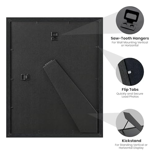 Image of upsimples Diploma Frame with HD Glass, 11x14 Black, 1 Pack | Certificate Degree Frame, Fits 8.5 x 11 with Mat, Graduation Gift for Wall and Tabletop, Black & White Double Mats