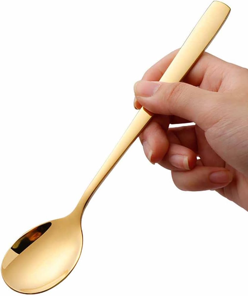 Stainless Steel Teaspoon Set,Spoons Silverware,Dessert Spoons,Mirror Finish & Dishwasher Safe (Silver,18cm,6)