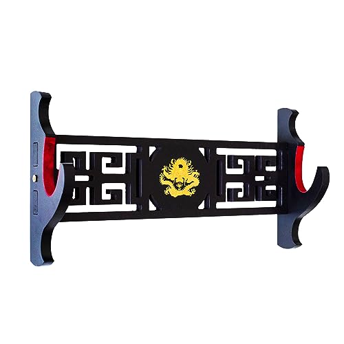 FOXSMZZ Schwerthalter Katana Wandhalterung Samurai Schwert Rahmen Display Frame Red Samt China Drache Stil (1-Schicht)