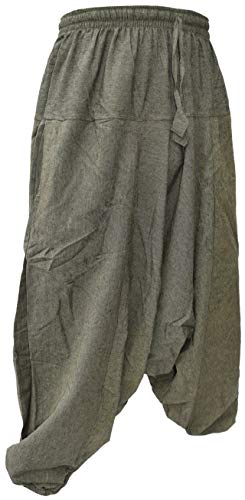 Gheri Men's Cotton Hemp Harem Aladdin Genie Wide Crotch Ninja Pants Trousers2