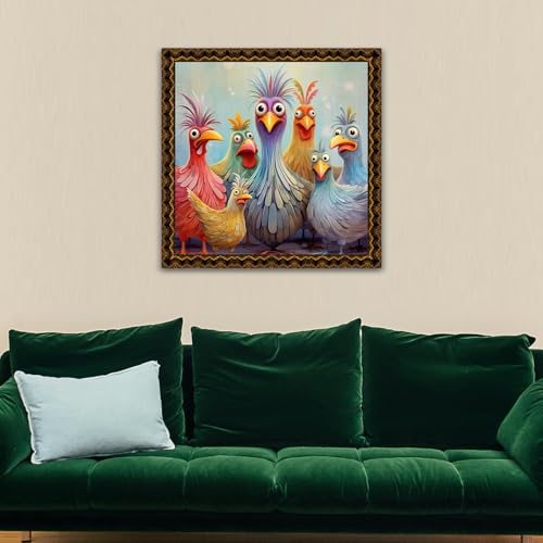 Image of MBNTJHT Chicken Stamped Cross Stitch Kits for Adults Beginners, DIY Animals Needlepoint Counted Cross Stitch Kit for Adults,Cartoon Pattern Stitch Embroidery Kit for Wall Home Decor 14X14 Inch.