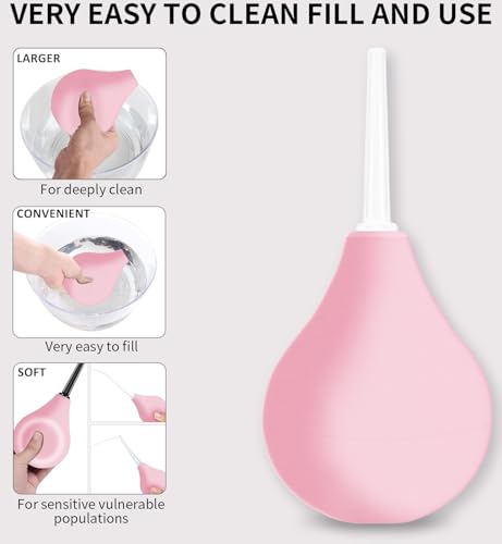 Image of Douche for Women Enema Bulb Kit - Anal Douche,Enima Anal Douching with 3 Nozzle,Reusable Anal Cleaner Enema Bulb,Enima for Men Women(Pink)