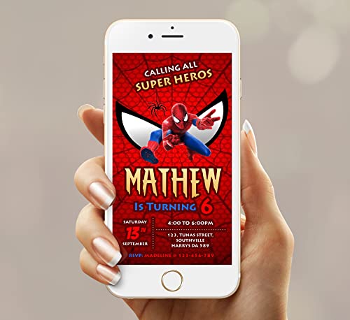 Spiderman invitation Spiderman Birthday Spiderman party invite Superhero Spiderman Party Electronic Spiderman Digital Invite