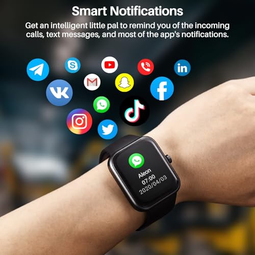 Image of TOZO Smart Watch Alexa Built-in Fitness Tracker with Sleep Monitor, 5ATM Waterproof HD Touchscreen for Men Women Compatible with iPhone&Android Black