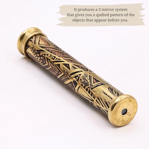Brass Handmade Teleidoscope, Vintage Look Kaleidoscope with Wooden Display Stand, Nautical Décor for Gifting, Antique Finish Gift for Husband, Graduation Day, Retirement, Christmas