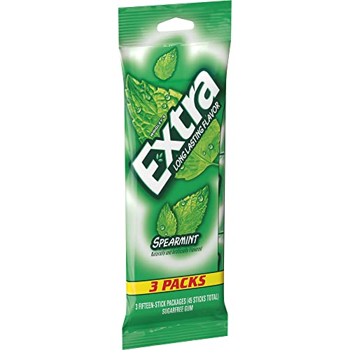 EXTRA Spearmint Sugar Free Chewing Gum, 3 Pack Bulk Gum (45 Sticks Total), Long-Lasting Fresh Breath, Individually Wrapped - image 4