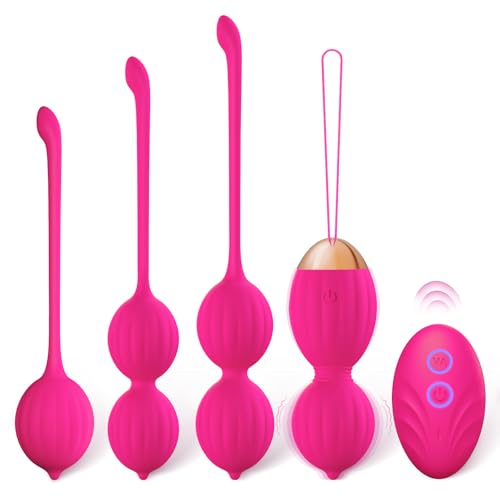 FIDECH Liebeskugeln Beckenbodentrainer für Frauen, Silikon Kegel Balls mit Fernbedienung, Beckenboden Trainer Damen mit 12 Vibrationsmodi, Vibro Ei, Beckenbodentrainer für Blasenkontrolle, Rot