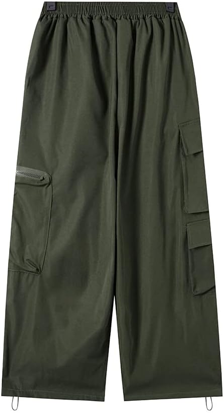 Hewlshawn Women's Cargo Pants Gothic Baggy Wide Leg Trousers Harajuku Y2k High Waisted Pants Streetwear - Image 6