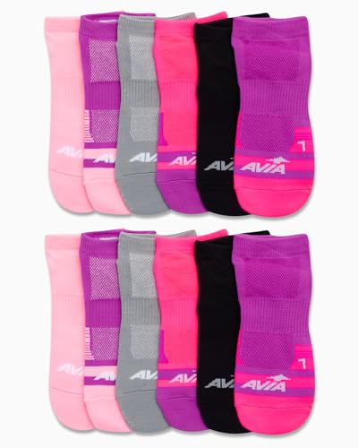 Image of Avia Womens No Show Socks - 12 Pack Soft Stretch Moisture Wicking Athletic Low Cut Socks for Women (Size 4-9, Extended: 9-12)