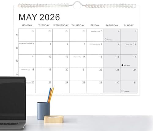 Kalender 2026-2027, maandelijkse planner met twee-draad-binding, 2026