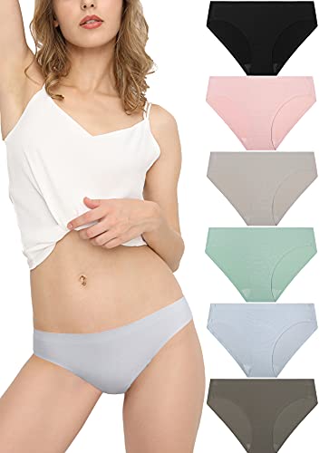 Donppa Bragas Sin Costura Braguitas Licra Mujer Invisible Microfibra Deporte Bikini Hipster Culotte Pack de 6 Morandi XL