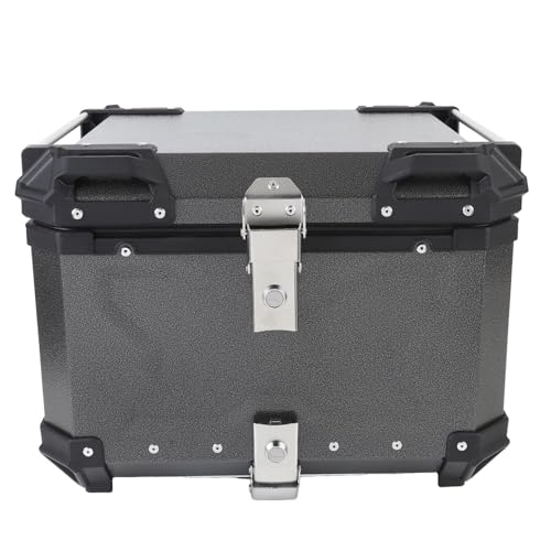 DJCDDM 55L Aluminum Motorcycle Top Box, Tail Box with Quick Release, Luggage Lock with Backrest, for Motorcycles with Rear Luggage Rack