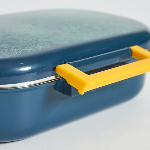 Image of Chumbak Sundarbans Gondh Insulated Stainless Steel Lunch Box 650 ml with Two compartments| Easy to Carry | Leak Proof | Durable | Tiffin for Kids